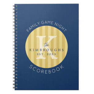 Personalized Family Monogram Game Night Scorebook Notebook