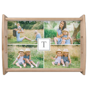 Personalized Family Monogram Initial Photo Collage Serving Tray