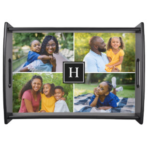 Personalized Family Monogram Initial Photo Collage Serving Tray