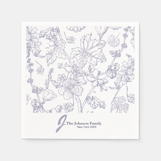 Personalized Family Monogram Name Elegant Script N Napkins (Front)