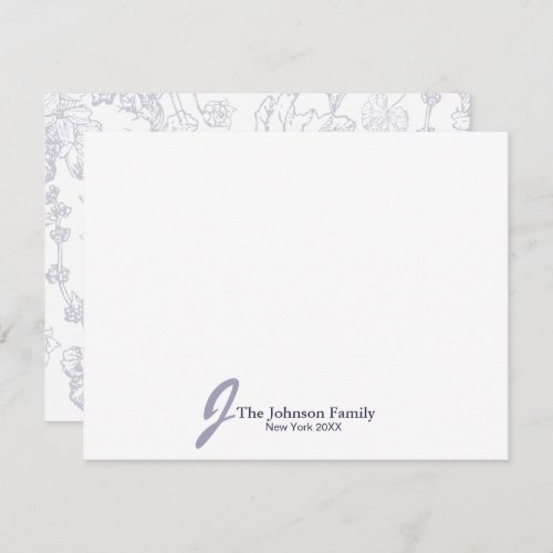 Personalized Family Monogram Name Elegant Script Note Card