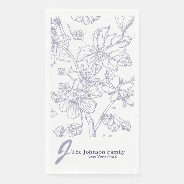 Personalized Family Monogram Name Elegant Script P Paper Guest Towels (Front)