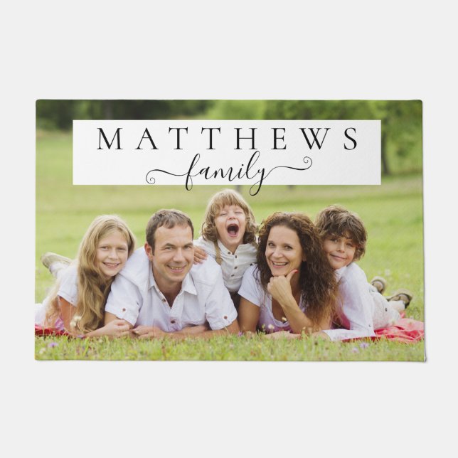 Personalized Family Monogram Surname Custom Photo Doormat (Front)