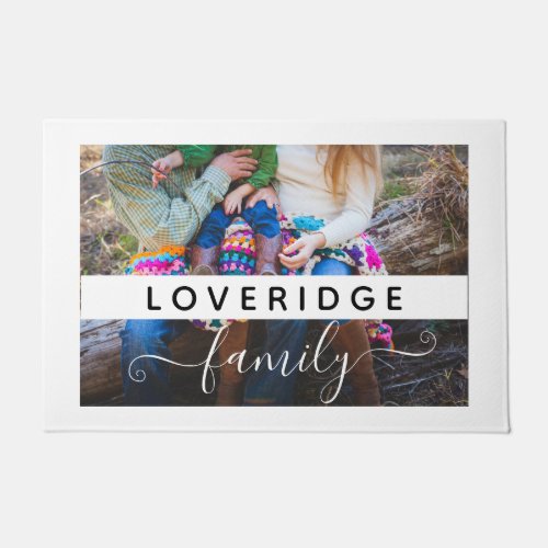 Personalized Family Monogram Surname Custom Photo Doormat