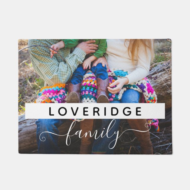 Personalized Family Monogram Surname Custom Photo Doormat (Front)