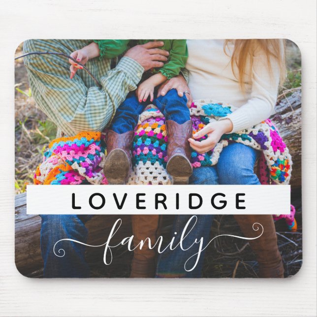 Personalized Family Monogram Surname Custom Photo Mouse Pad (Front)