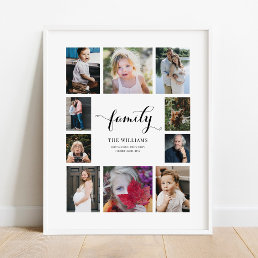 Personalized Family Name 10 Photo Collage Poster