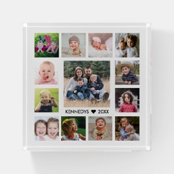 Personalized Family Name 13 Photo Collage  Paperweight by semas87 at Zazzle