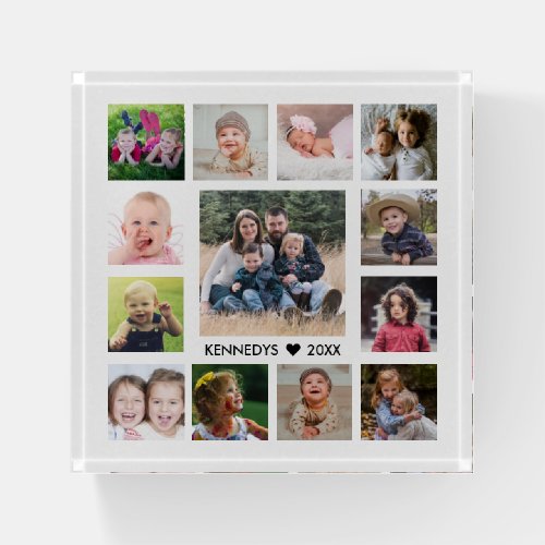 Personalized Family Name 13 Photo Collage  Paperweight