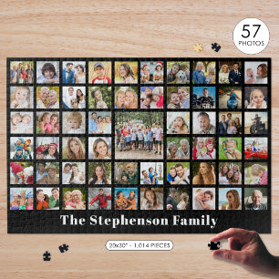 Personalized Family Name 57 Photo Collage Jigsaw Puzzle