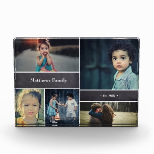 Personalized Family Name, 5 Photo Collage Block
