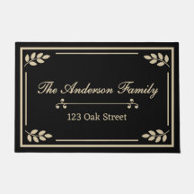 Personalized Family Name & Address Doormat • Black