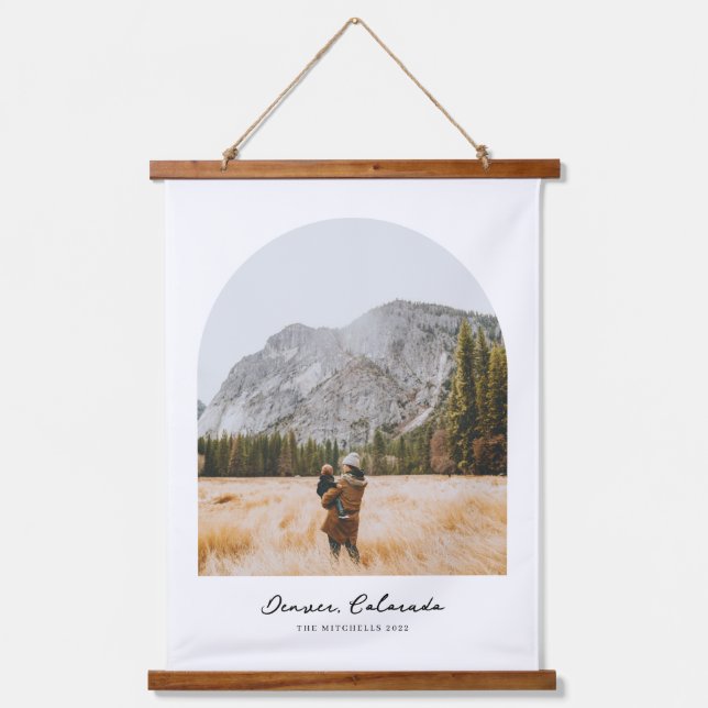 Personalized Family Name and Photo Art Print Hanging Tapestry (Front)