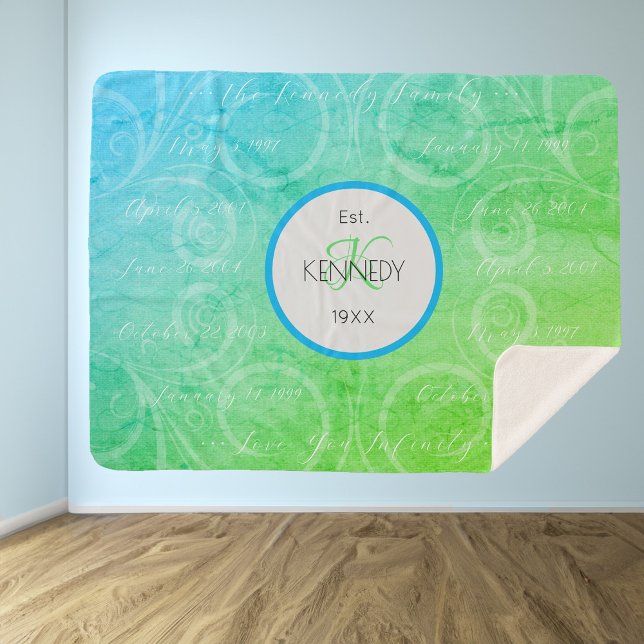 Personalized Family Name and Significant Dates Sherpa Blanket (Personalized Family Name and Significant Dates Sherpa Blanket)