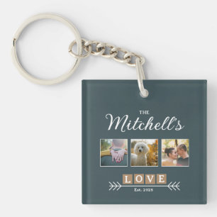 Personalized Family Name and Year Photo Keychain