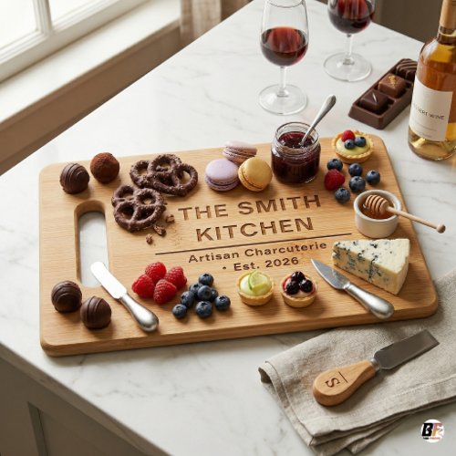 Personalized Family Name Artisan Charcuterie Engraved Cutting Board