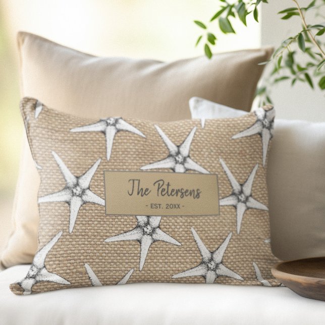 Personalized family name beach house lumbar pillow (Creator Uploaded)