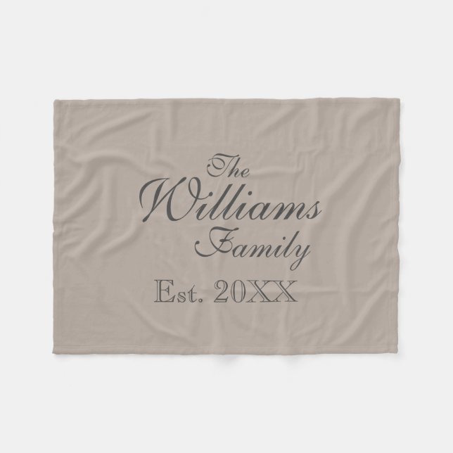 Personalized family name beige fleece blanket (Front (Horizontal))