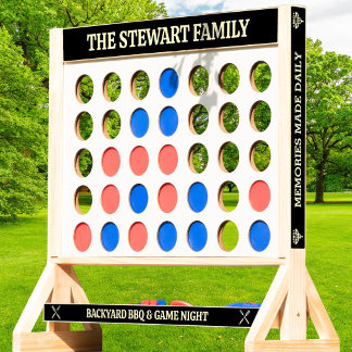 Personalized Family Name Black BBQ Game Night Gift Fast Four