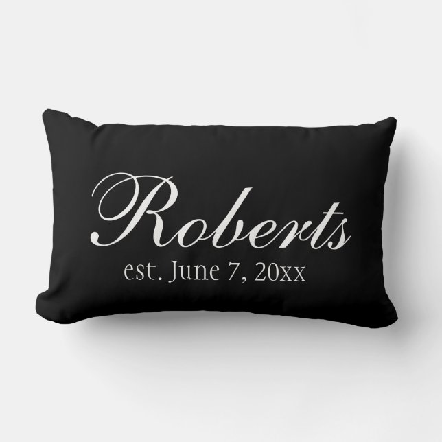 Personalized Family Name Black Toss Pillow (Front)