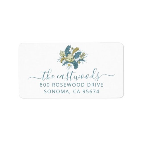Personalized Family Name Blue Floral  Label