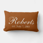 Personalized Family Name Burnt Orange Toss Pillow at Zazzle
