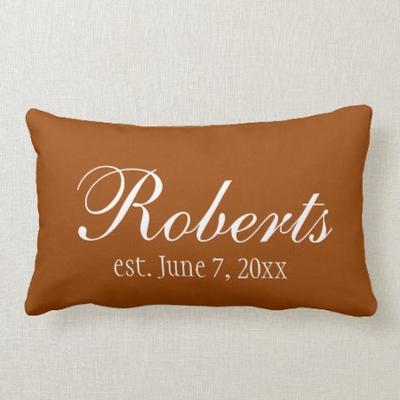 Personalized Family Name Burnt Orange Toss Pillow