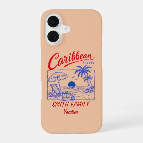 Personalized Family Name Caribbean Summer Vacation iPhone 16 Case