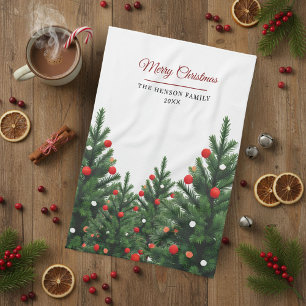 Personalized Family Name Christmas Tree Kitchen Towel