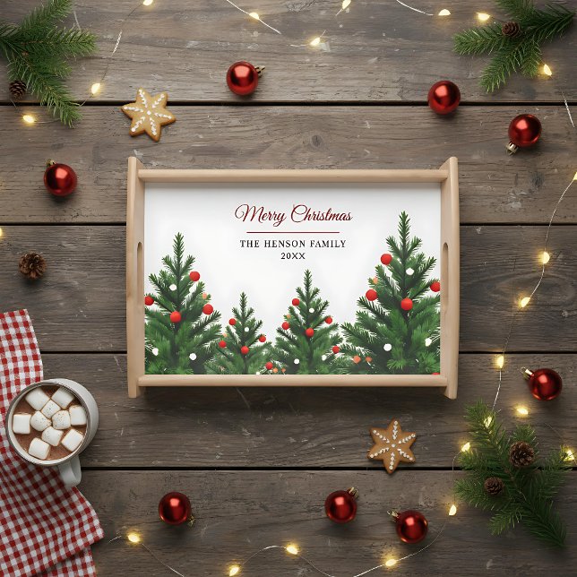 Personalized Family Name Christmas Tree Serving Tray (Creator Uploaded)