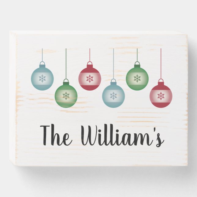 Personalized Family Name Christmas Wooden Box Sign (Front Horizontal)