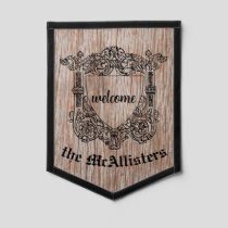 Personalized Family Name Coat of Arms "Welcome" Pennant