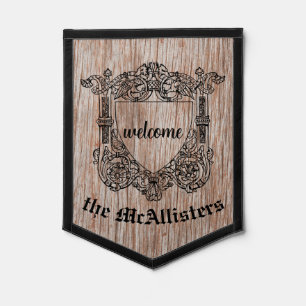 Personalized Family Name Coat of Arms "Welcome" Pennant