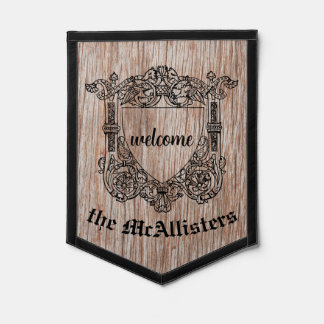 Personalized Family Name Coat of Arms "Welcome" Pennant