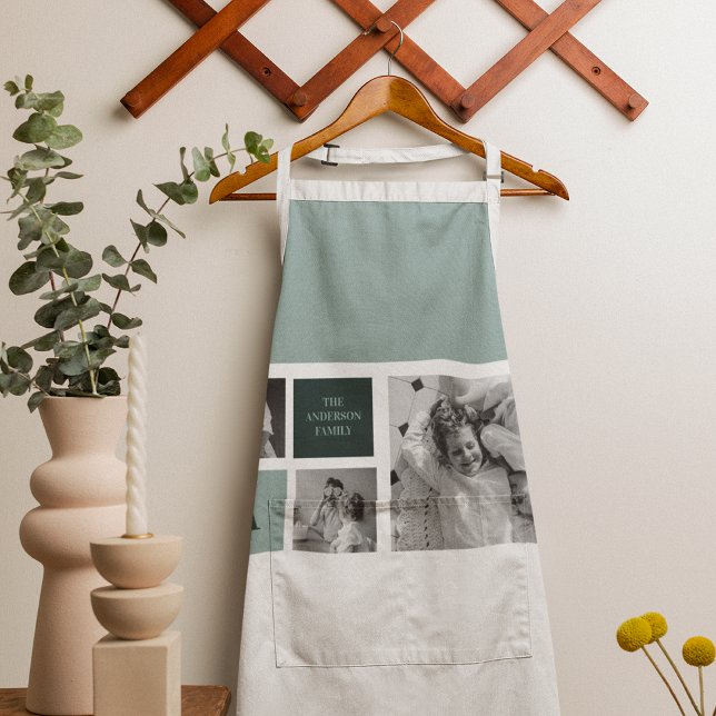Personalized Family Name Collage Photo Gift Apron (Creator Uploaded)