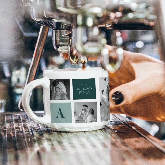 Personalized Family Name Collage Photo Gift Espresso Cup (Creator Uploaded)