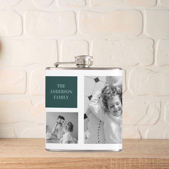 Personalized Family Name Collage Photo Gift Flask (Creator Uploaded)