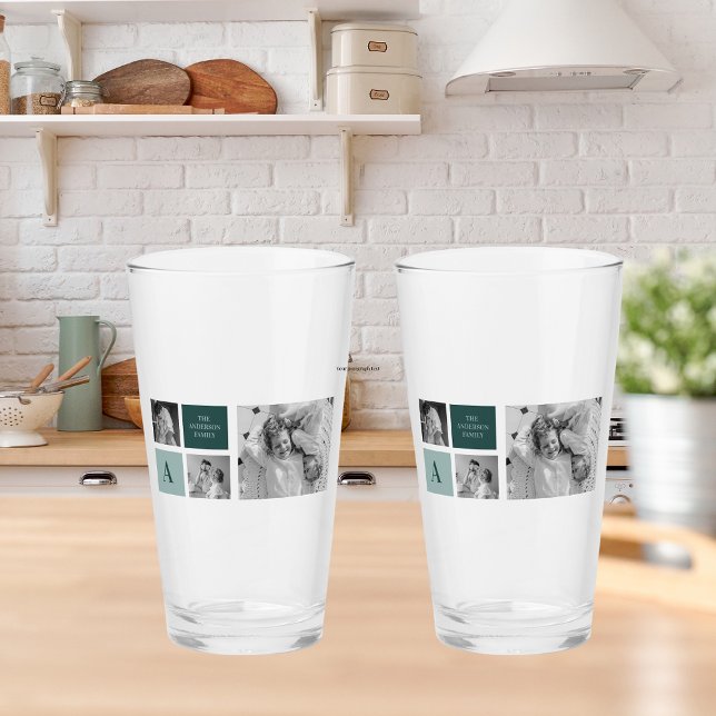Personalized Family Name Collage Photo Gift Glass (Creator Uploaded)