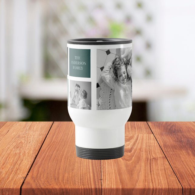 Personalized Family Name Collage Photo Gift Travel Mug (Creator Uploaded)