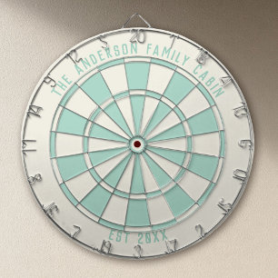 Personalized Family Name Custom Aqua Game Room  Dart Board