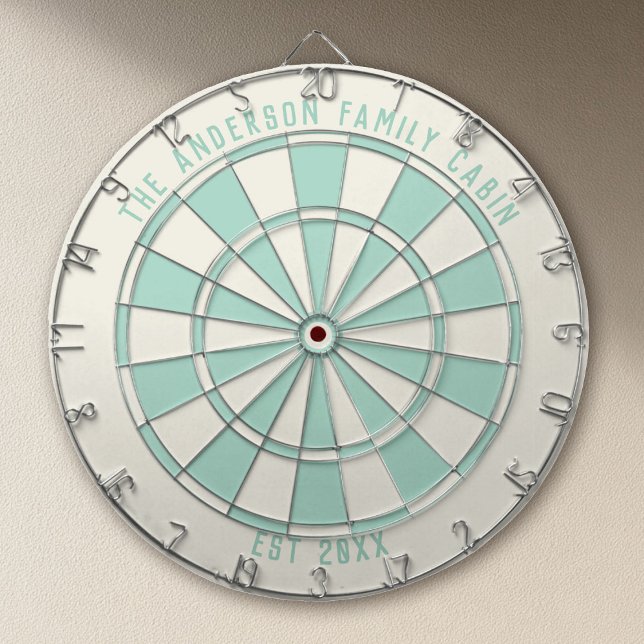 Personalized Family Name Custom Aqua Game Room  Dart Board (Creator Uploaded)