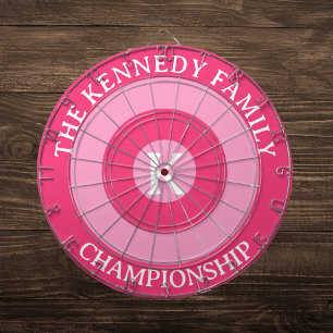 Personalized Family name Custom Monogram Pink Dart Board