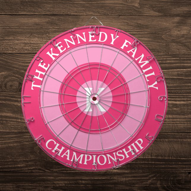 Personalized Family name Custom Monogram Pink Dart Board (Creator Uploaded)