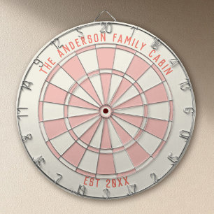 Personalized Family Name Custom Pink Game Room  Dart Board