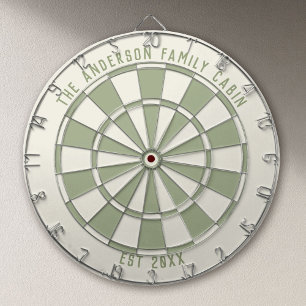 Personalized Family Name Custom Sage Game Room Dart Board
