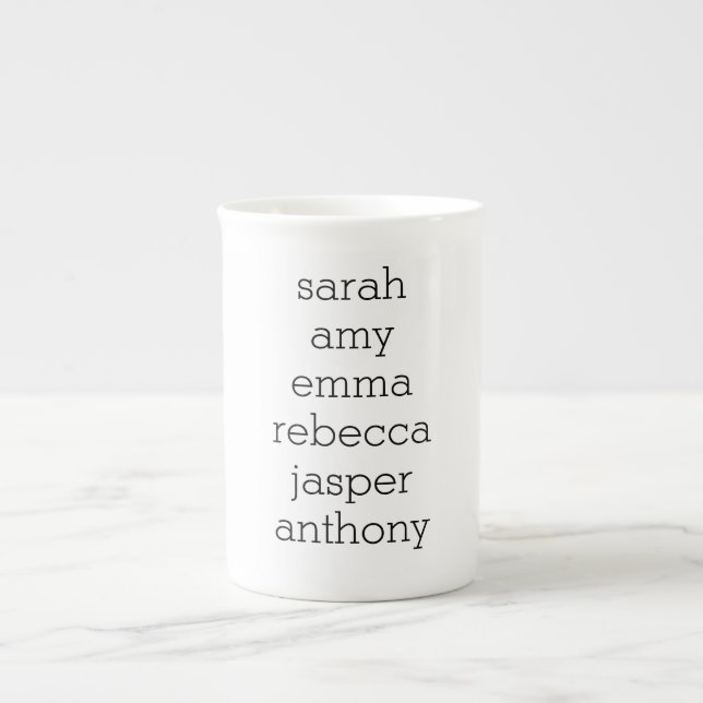 Personalized Family Name, Customize with Kids Name Bone China Mug (Front)