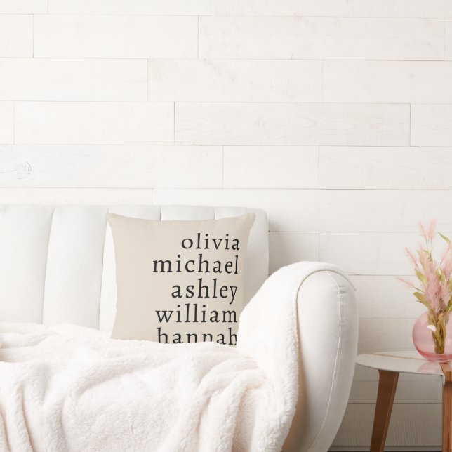 Personalized Family Name Customize with Kids Names Throw Pillow (Couch)