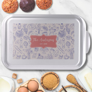 Personalized Family Name Cute Hand Drawn Food Cake Pan