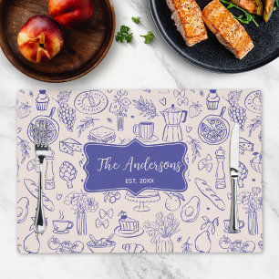 Personalized Family Name Cute Hand Drawn Food Placemat