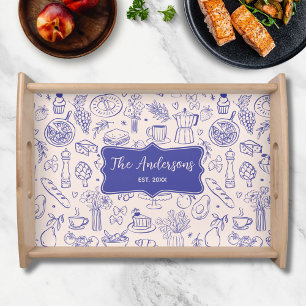 Personalized Family Name Cute Hand Drawn Food Serving Tray